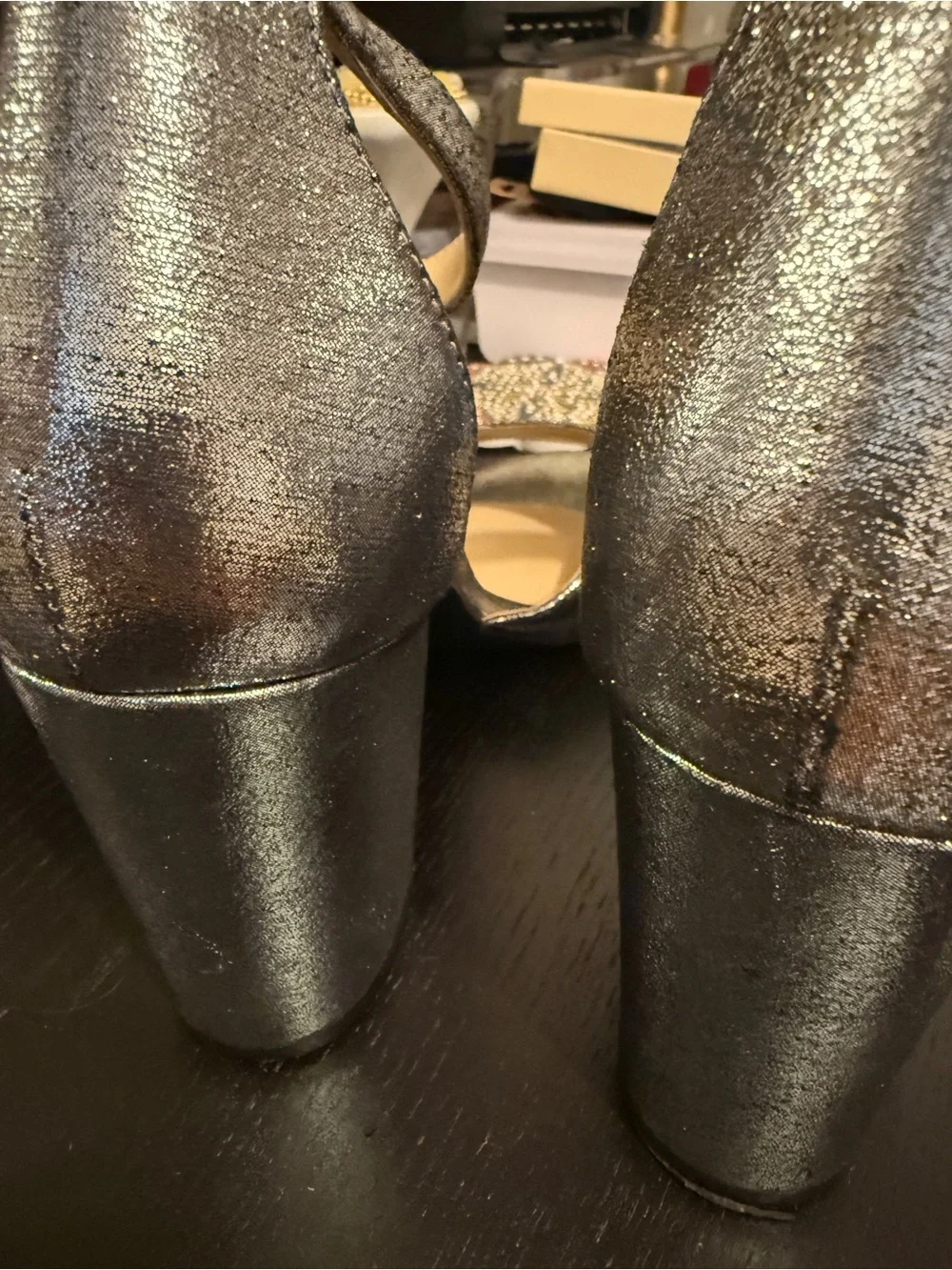 Jessica Simpson Iridescent Silver Open-Toe Ankle-Strap Heels